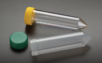 Центрифужные пробирки  (тип "фалькон"),  PS, стерильные, зеленая крышка, 50 мл, 25 шт/штатив (не для использования в медицинских целях)