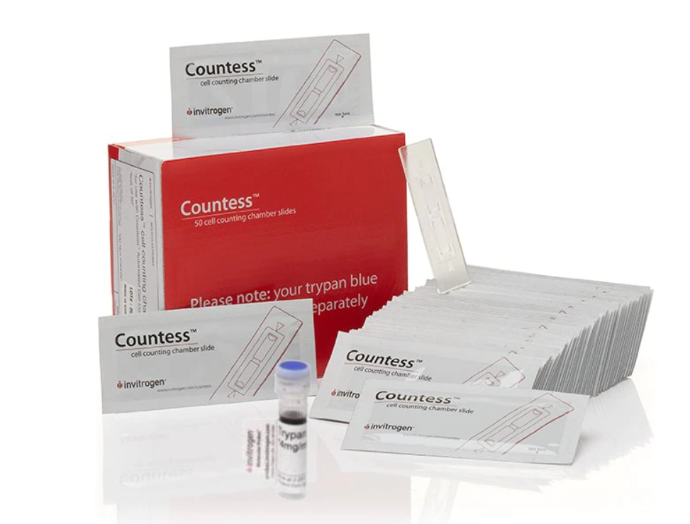 Слайды для счетчика клеток Countess (10х50 шт/уп.), 20х1 мл 0,4% трипан. синего