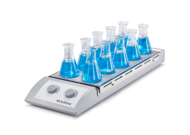 Магнитная мешалка с подогоревом до 120°C, на 10 мест, раб. поверхность из нерж. стали с силикон. покрытием (не для использования в медицинских целях)